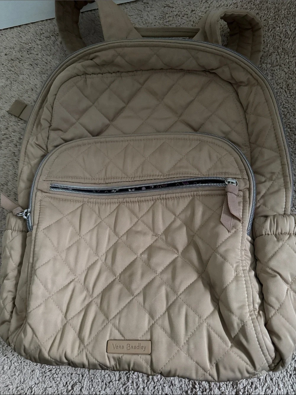 Vera Bradley Quilted Tan Laptop Backpack